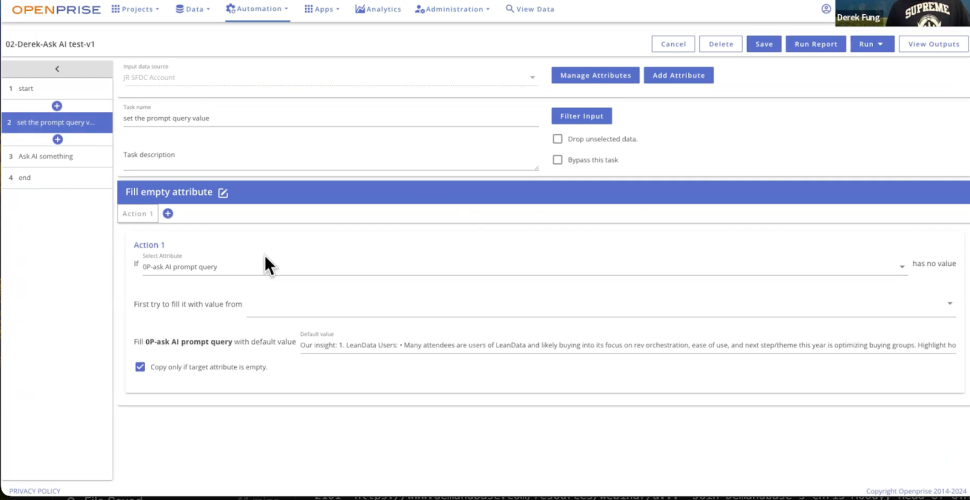 Image of setting up a prompt like translating a job titles from various languages, returning those translations into Salesforce contact records. 