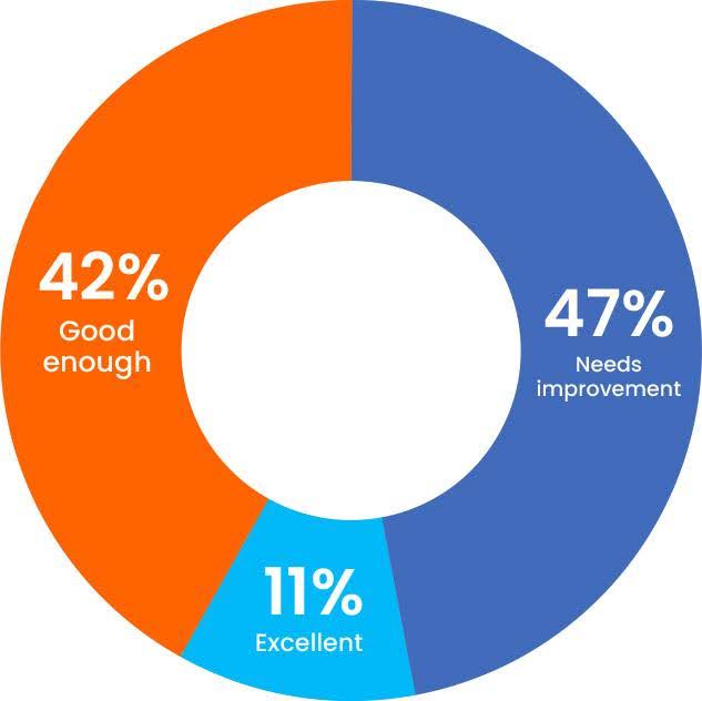 Wheel showing the percent of how good people's data quality is.